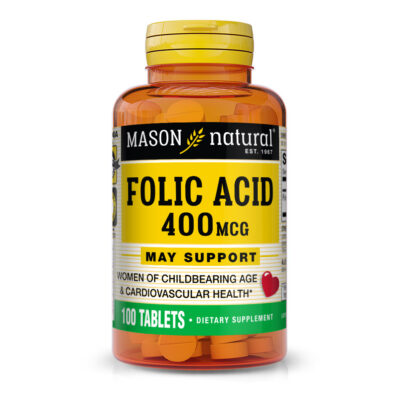Mason Natural Folic Acid 400mcg Essential Prenatal and Cardiovascular Support