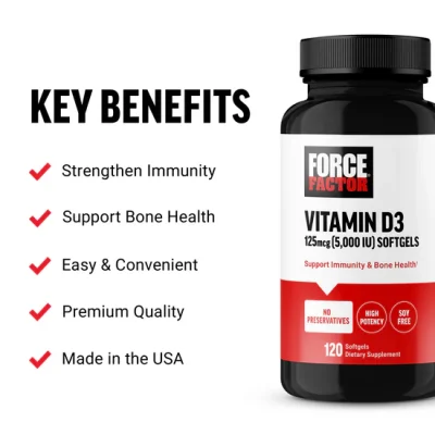 FORCE FACTOR Vitamin D3 120 CAPSULES 44572