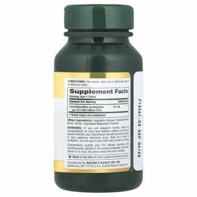 NATURE'S BOUNTY Acidophilus Probiotic 100 Million Organisms 986y8